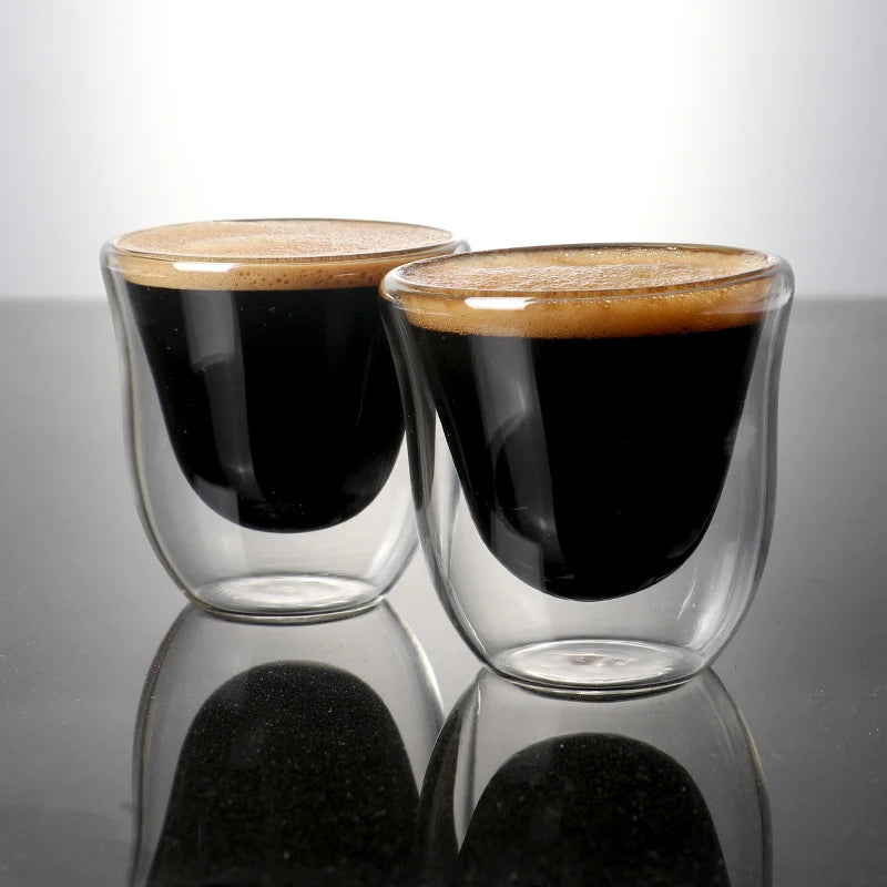 High Borosilicate Insulated Coffee Tea Cup Transparent Clear Double Wall Glass