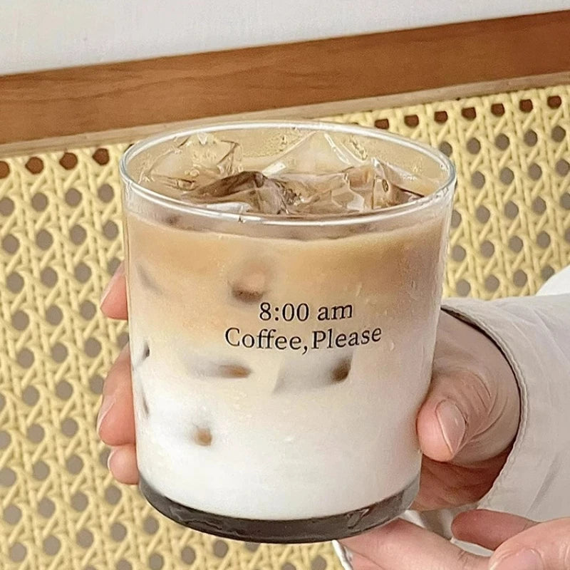 Latte Glass with Lid and Straw