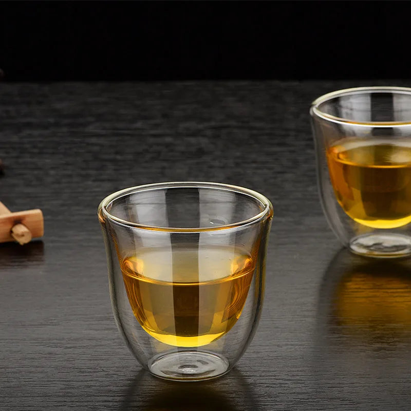 High Borosilicate Insulated Coffee Tea Cup Transparent Clear Double Wall Glass