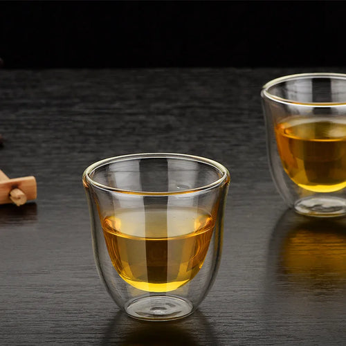 High Borosilicate Insulated Coffee Tea Cup Transparent Clear Double Wall Glass