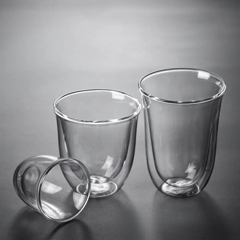 High Borosilicate Insulated Coffee Tea Cup Transparent Clear Double Wall Glass