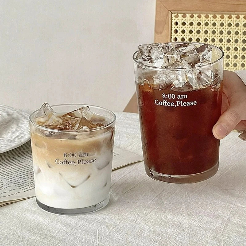 Latte Glass with Lid and Straw