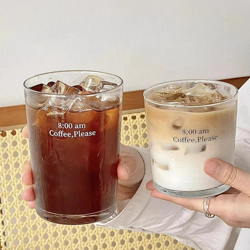 Latte Glass with Lid and Straw
