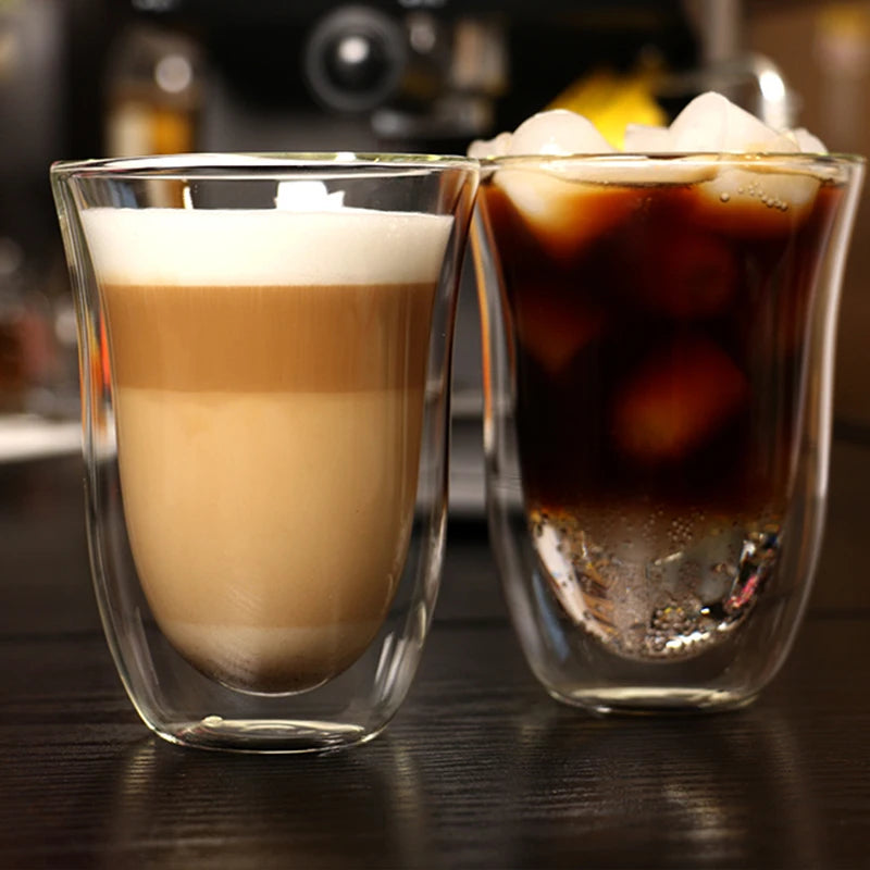 High Borosilicate Insulated Coffee Tea Cup Transparent Clear Double Wall Glass