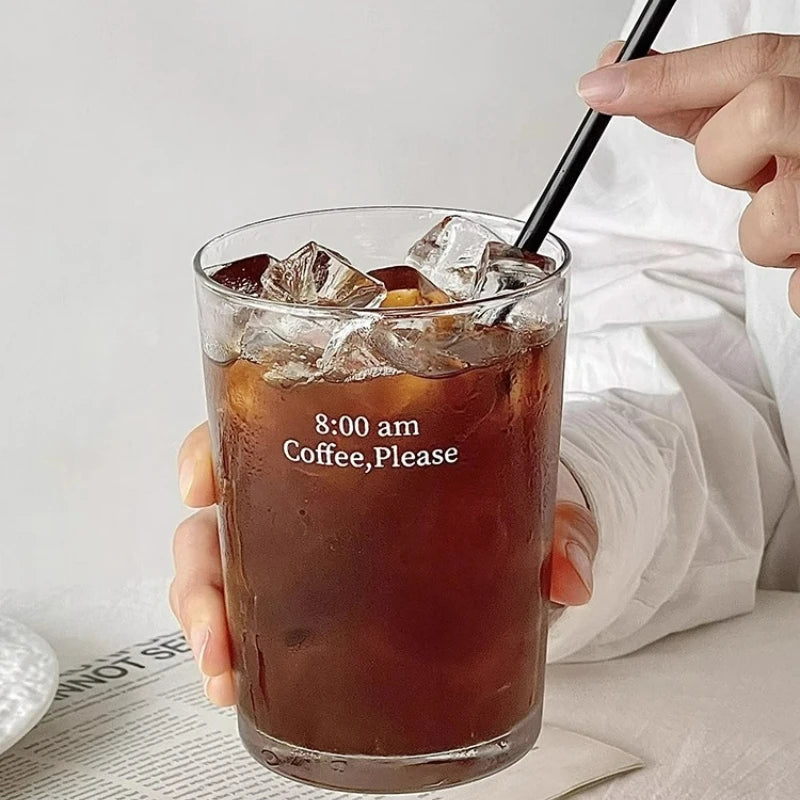 Latte Glass with Lid and Straw