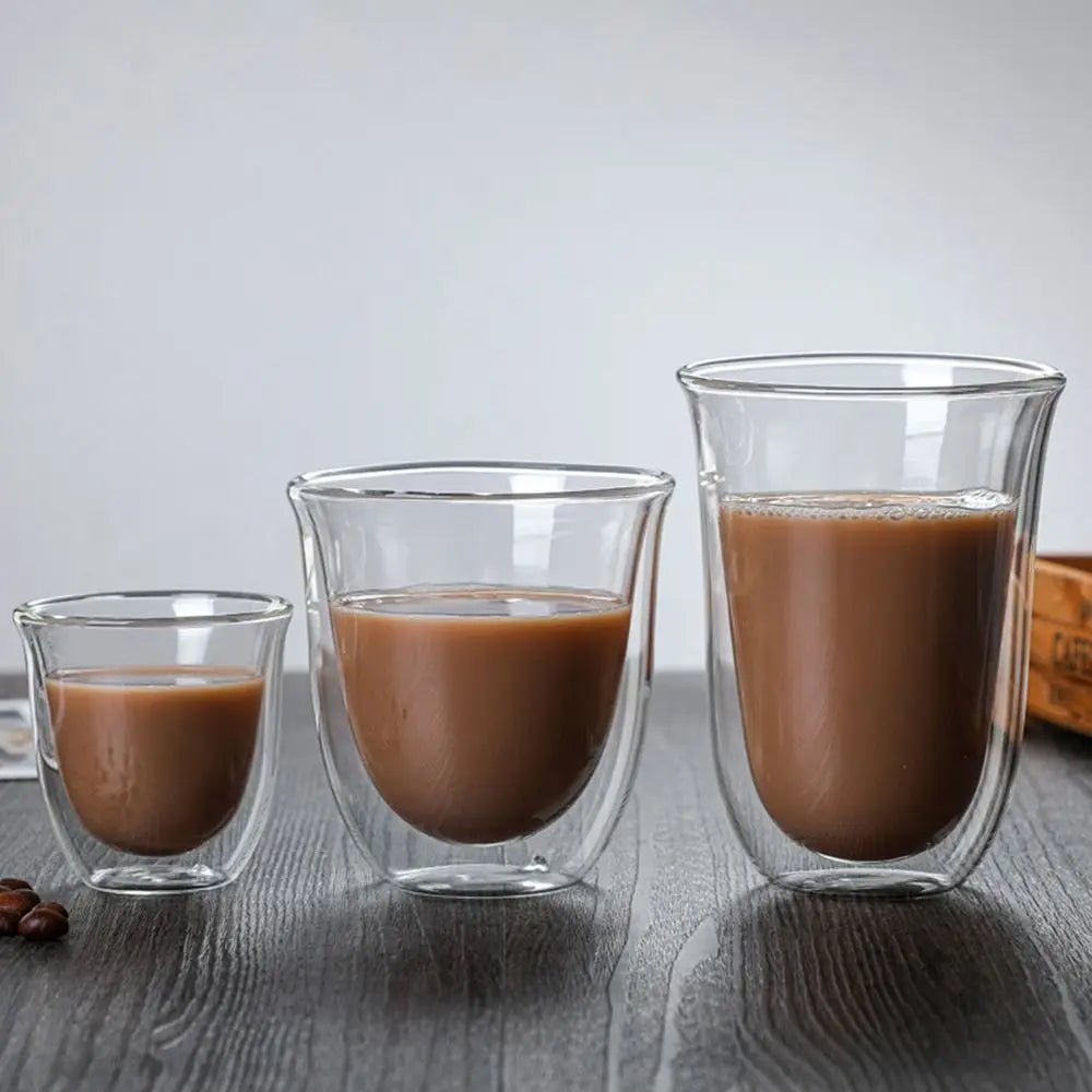 High Borosilicate Insulated Coffee Tea Cup Transparent Clear Double Wall Glass