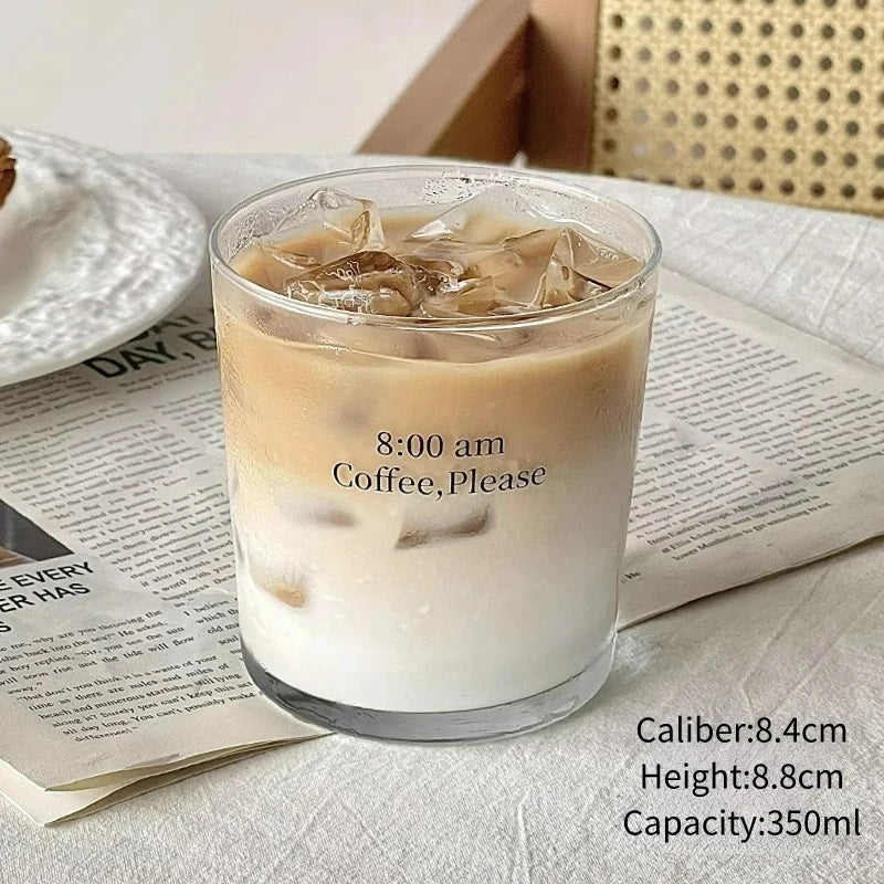 Latte Glass with Lid and Straw